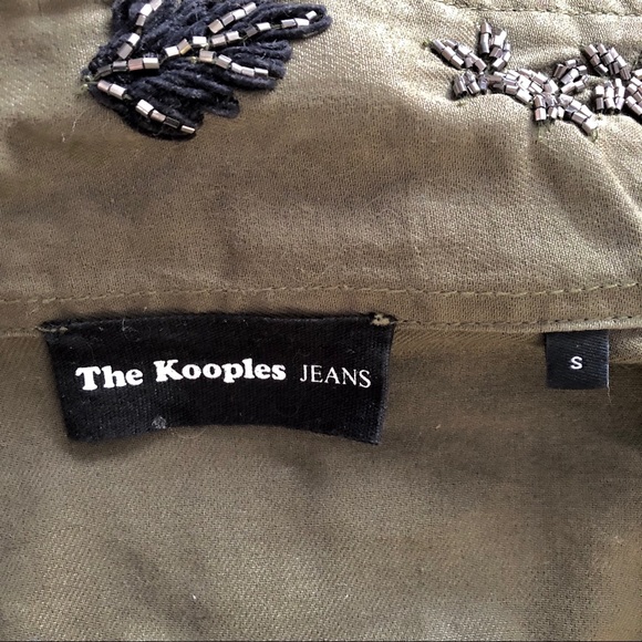 The Kooples Paris Designer Beaded Embroidered Green Parka Coat Women's Jacket S - Picture 8 of 11